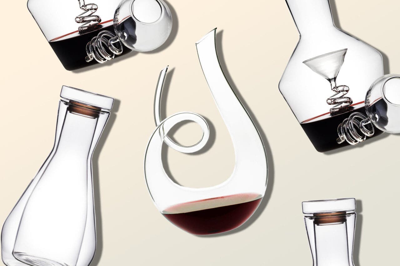 Wine Decanters on a designed background