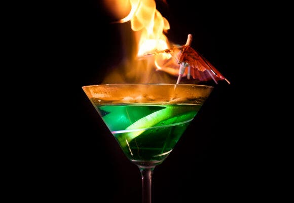 One flaming cocktail