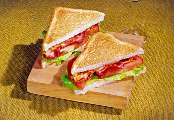 BLT with a glass of wine