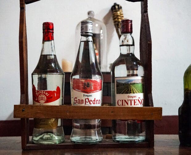 Different bottles of San Pedro singani over the years.