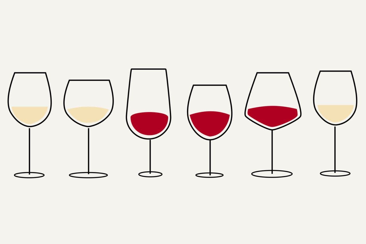 An illustration of different types of Wine glasses